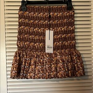Acler Brown Patterned Mini Skirt